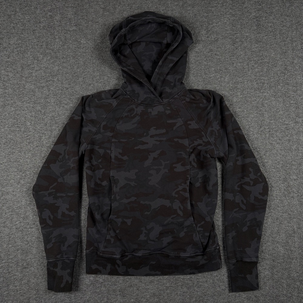 Lululemon Scuba Pullover Womens 2 Camo Deep Coal Gray Hoodie Sweater Performance